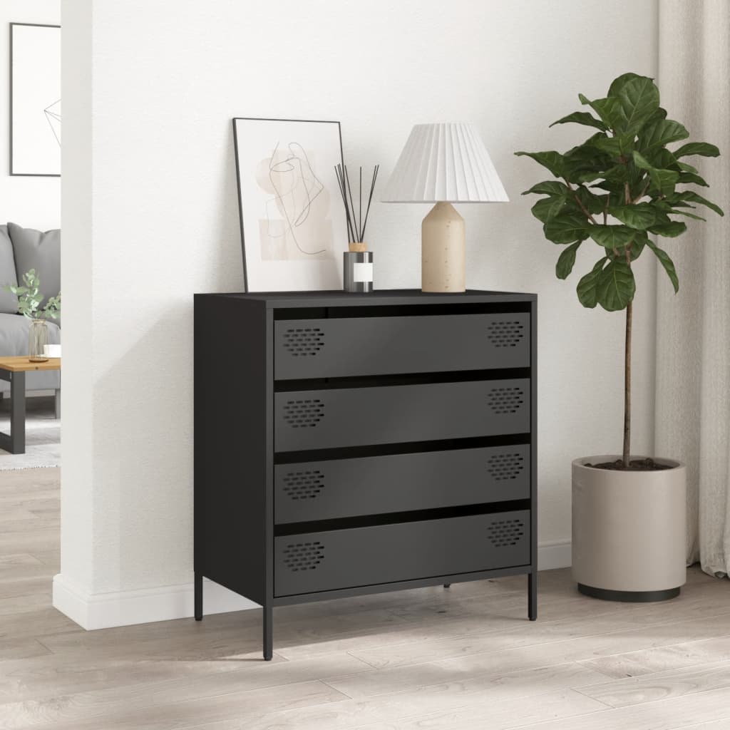 Dressoir 68x39x73,5 cm koudgewalst staal zwart is nu te koop bij PeponiXL, paradijselijk wonen!