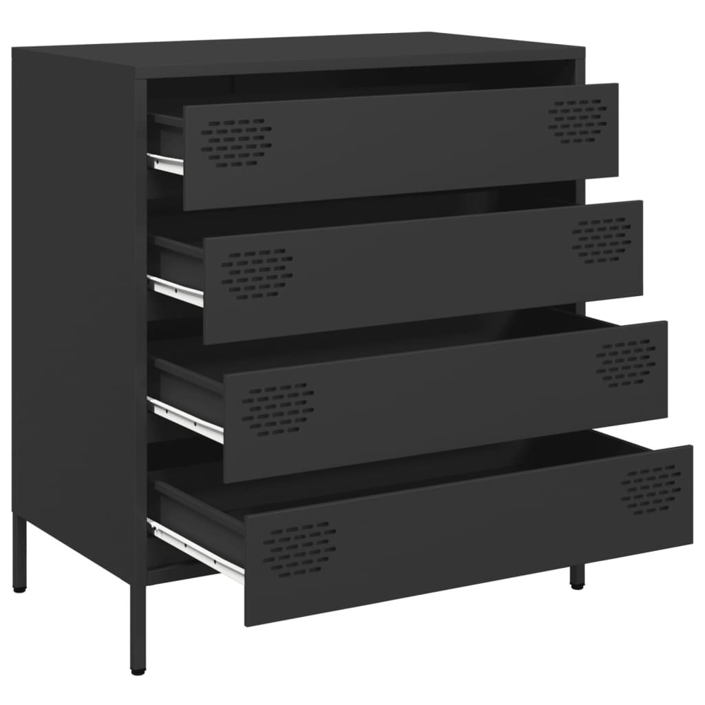 Dressoir 68x39x73,5 cm koudgewalst staal zwart is nu te koop bij PeponiXL, paradijselijk wonen!