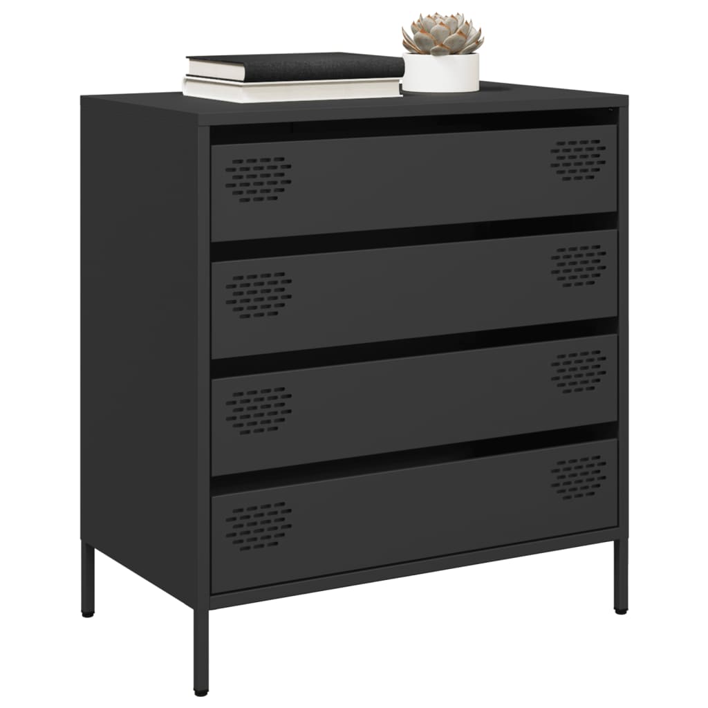 Dressoir 68x39x73,5 cm koudgewalst staal zwart is nu te koop bij PeponiXL, paradijselijk wonen!