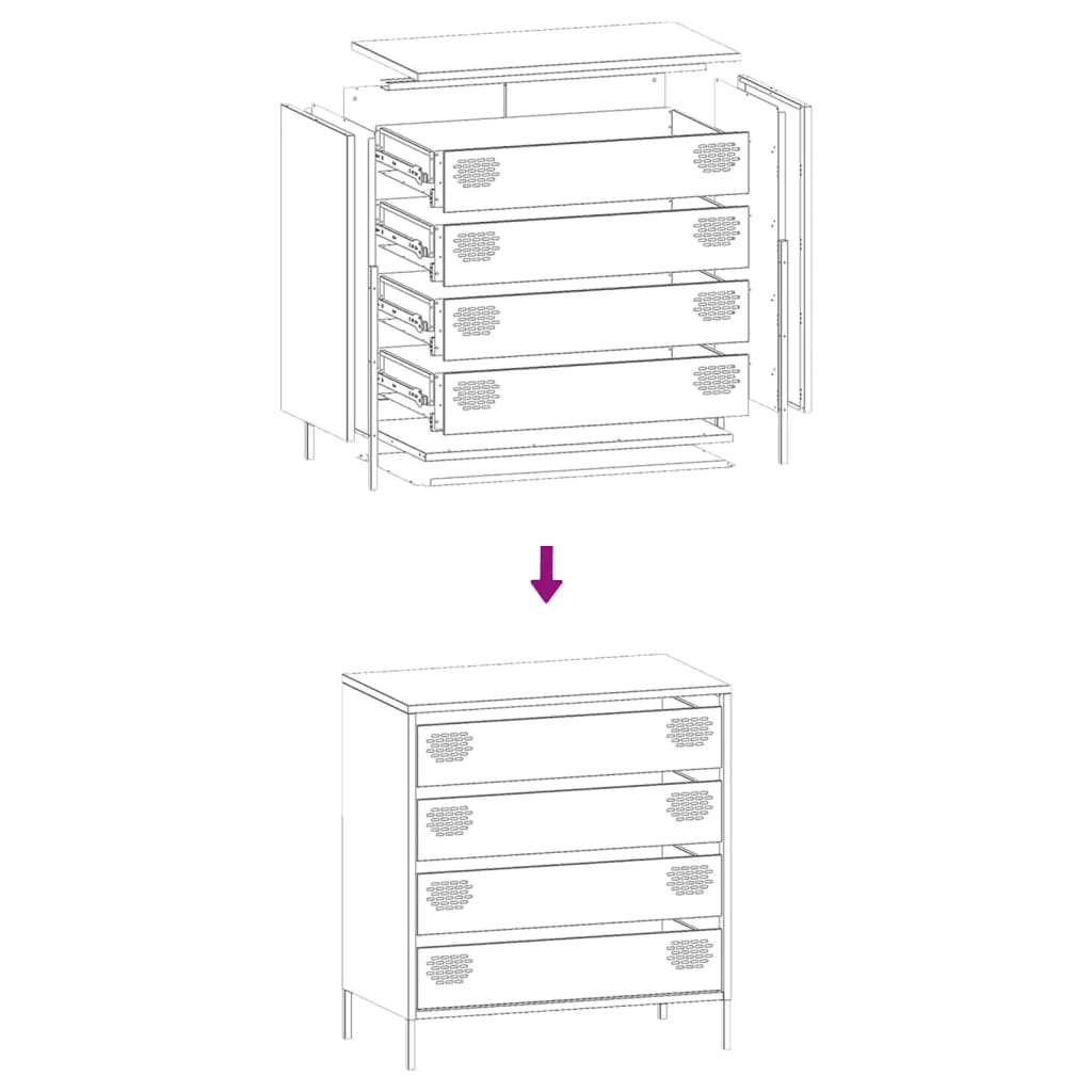 Dressoir 68x39x73,5 cm koudgewalst staal roze is nu te koop bij PeponiXL, paradijselijk wonen!
