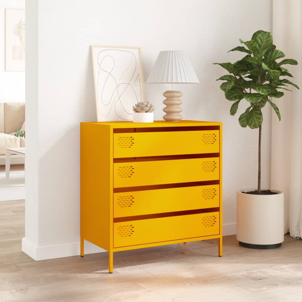 Dressoir 68x39x73,5 cm koudgewalst staal mosterdgeel is nu te koop bij PeponiXL, paradijselijk wonen!