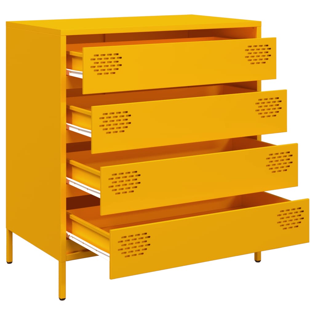 Dressoir 68x39x73,5 cm koudgewalst staal mosterdgeel is nu te koop bij PeponiXL, paradijselijk wonen!