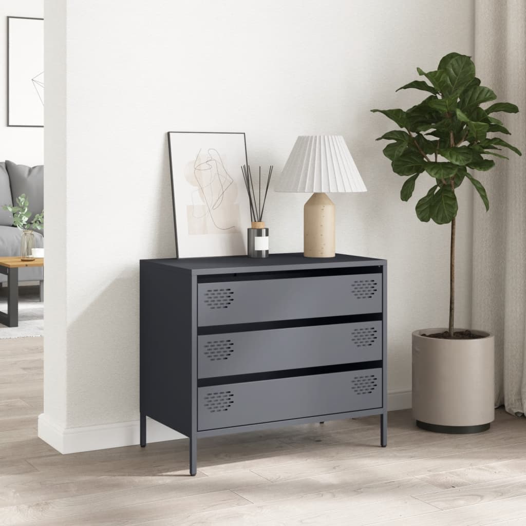 Dressoir 68x39x58,5 cm koudgewalst staal antracietkleurig is nu te koop bij PeponiXL, paradijselijk wonen!