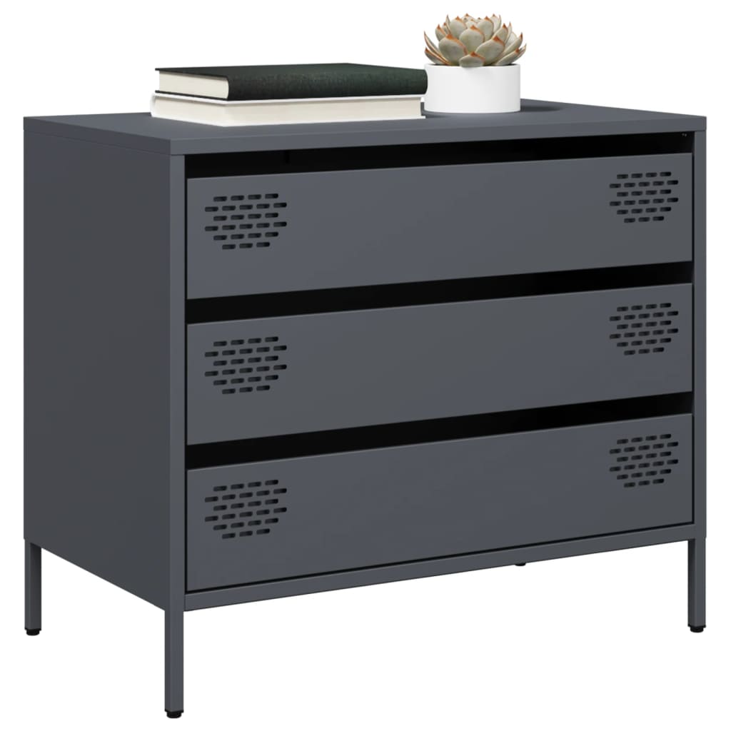 Dressoir 68x39x58,5 cm koudgewalst staal antracietkleurig is nu te koop bij PeponiXL, paradijselijk wonen!