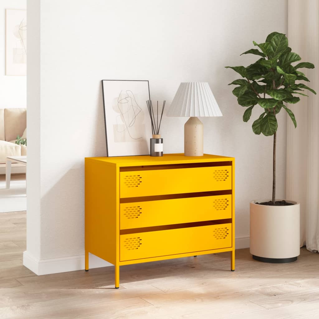 Dressoir 68x39x58,5 cm koudgewalst staal mosterdgeel is nu te koop bij PeponiXL, paradijselijk wonen!