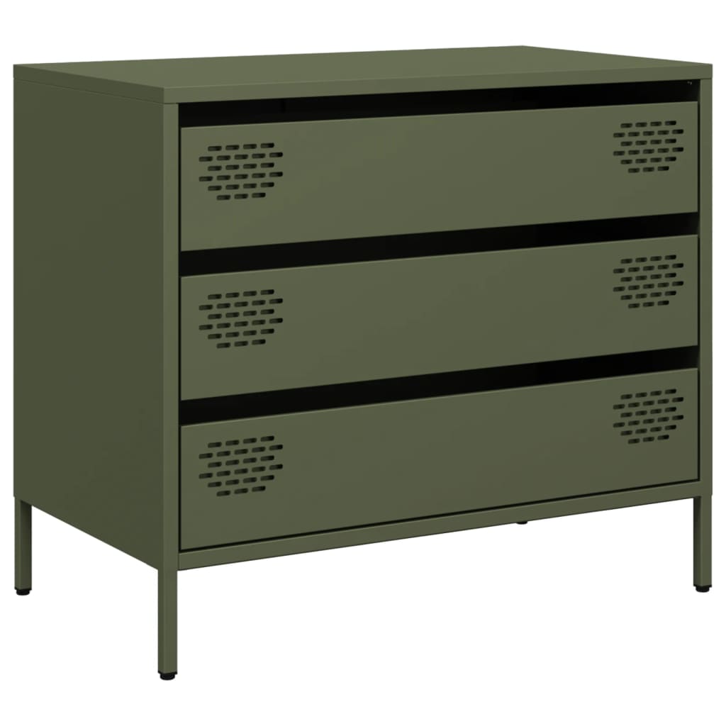 Dressoir 68x39x58,5 cm koudgewalst staal olijfgroen is nu te koop bij PeponiXL, paradijselijk wonen!