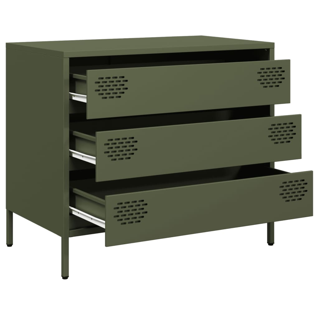 Dressoir 68x39x58,5 cm koudgewalst staal olijfgroen is nu te koop bij PeponiXL, paradijselijk wonen!
