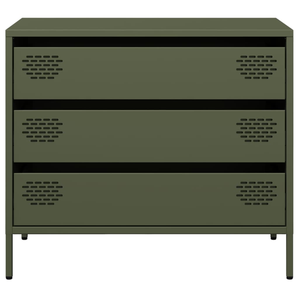 Dressoir 68x39x58,5 cm koudgewalst staal olijfgroen is nu te koop bij PeponiXL, paradijselijk wonen!