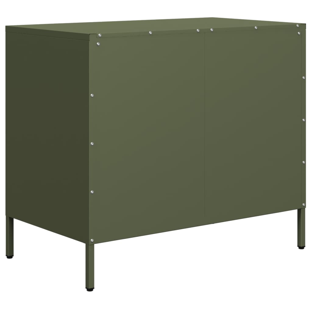 Dressoir 68x39x58,5 cm koudgewalst staal olijfgroen is nu te koop bij PeponiXL, paradijselijk wonen!
