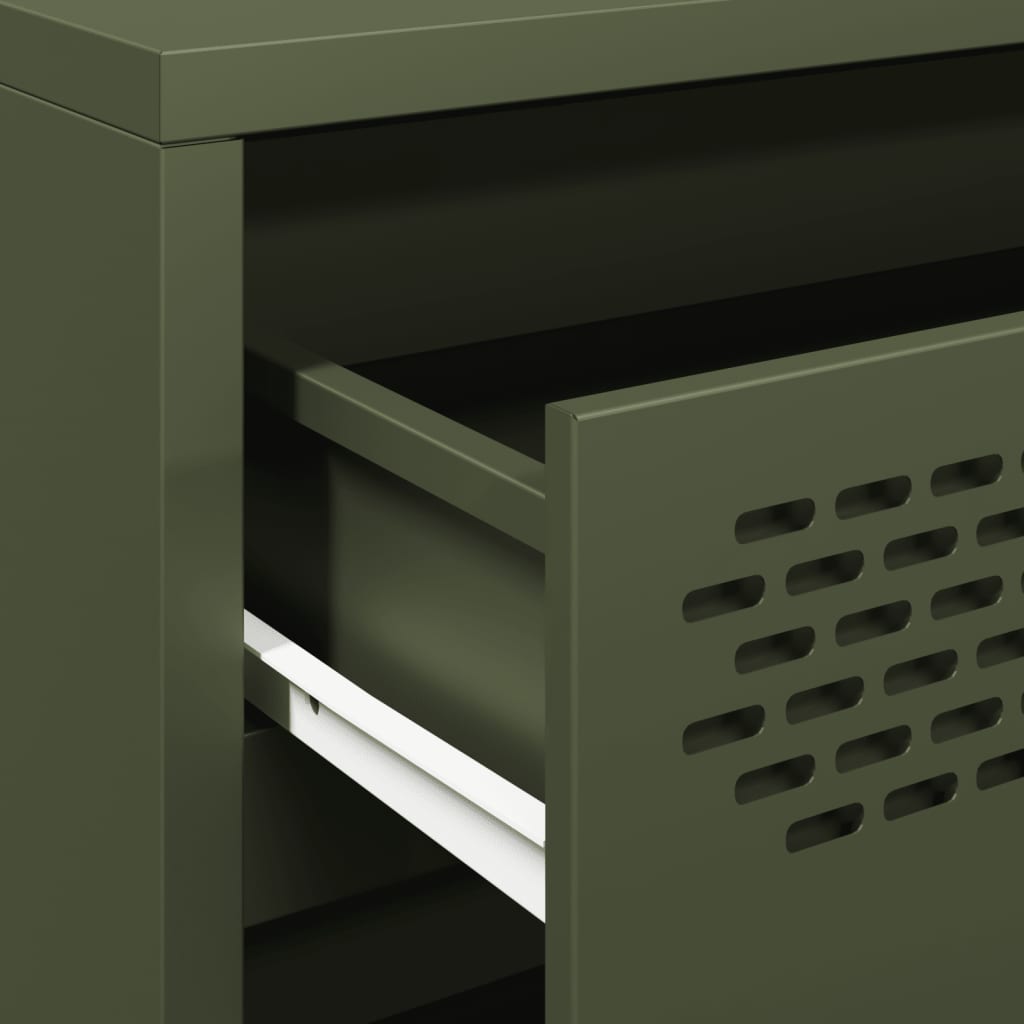 Dressoir 68x39x58,5 cm koudgewalst staal olijfgroen is nu te koop bij PeponiXL, paradijselijk wonen!