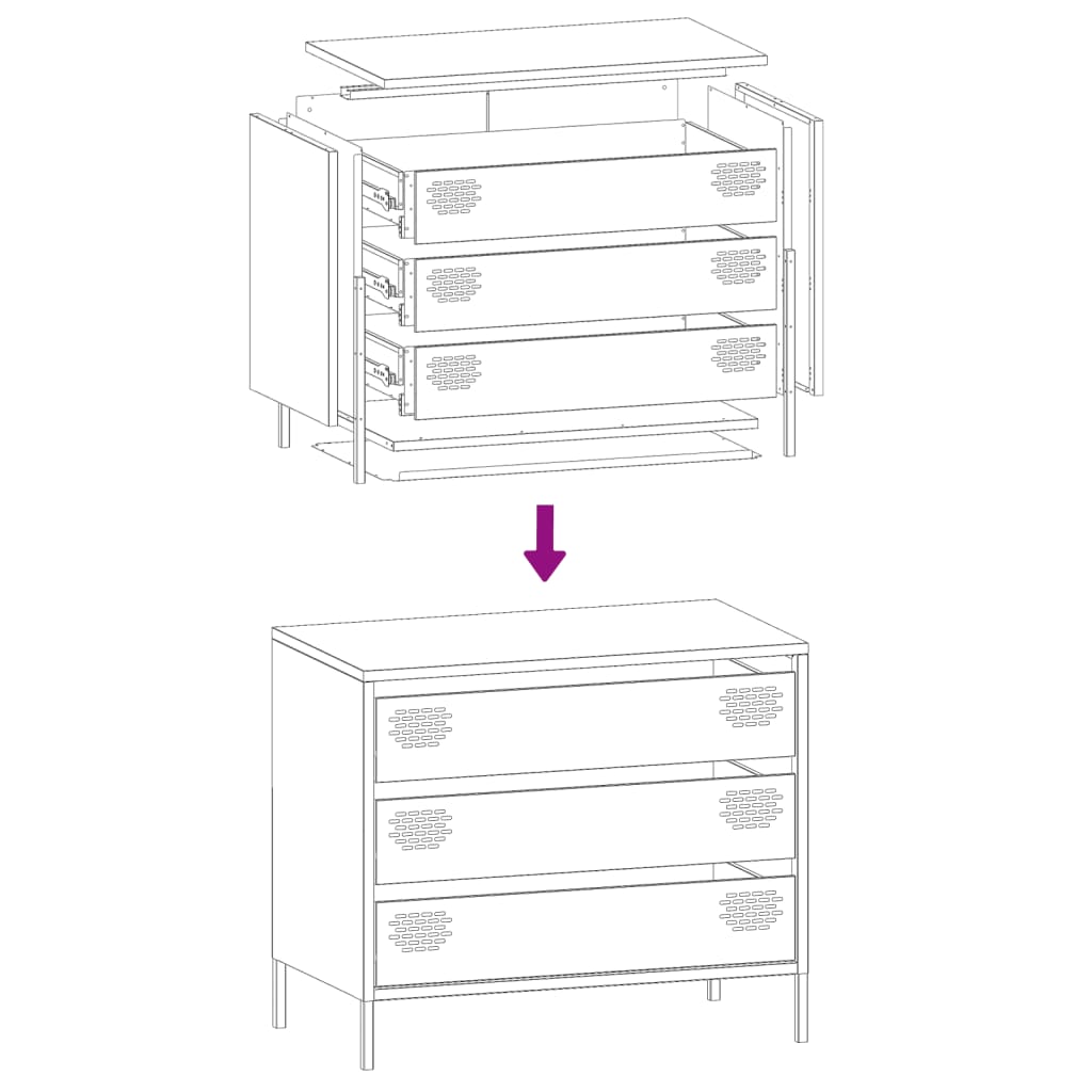 Dressoir 68x39x58,5 cm koudgewalst staal olijfgroen is nu te koop bij PeponiXL, paradijselijk wonen!
