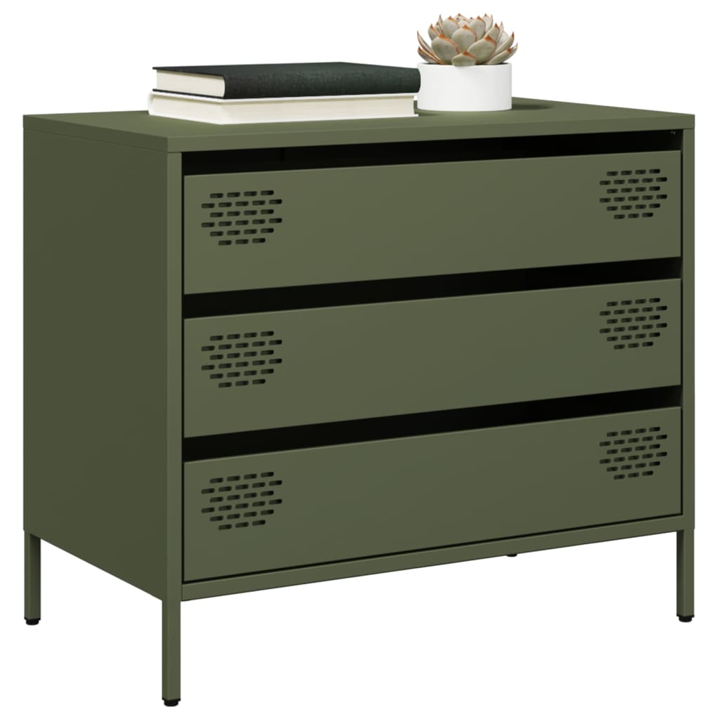 Dressoir 68x39x58,5 cm koudgewalst staal olijfgroen is nu te koop bij PeponiXL, paradijselijk wonen!