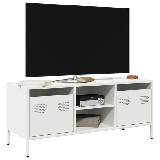 Tv-meubel 101,5x39x43,5 cm koudgewalst staal wit is nu te koop bij PeponiXL, paradijselijk wonen!