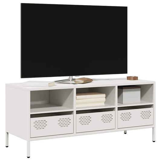 Tv-meubel 101,5x39x43,5 cm koudgewalst staal wit is nu te koop bij PeponiXL, paradijselijk wonen!