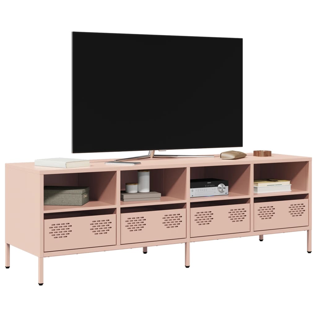 Tv-meubel 135x39x43,5 cm koudgewalst staal roze is nu te koop bij PeponiXL, paradijselijk wonen!