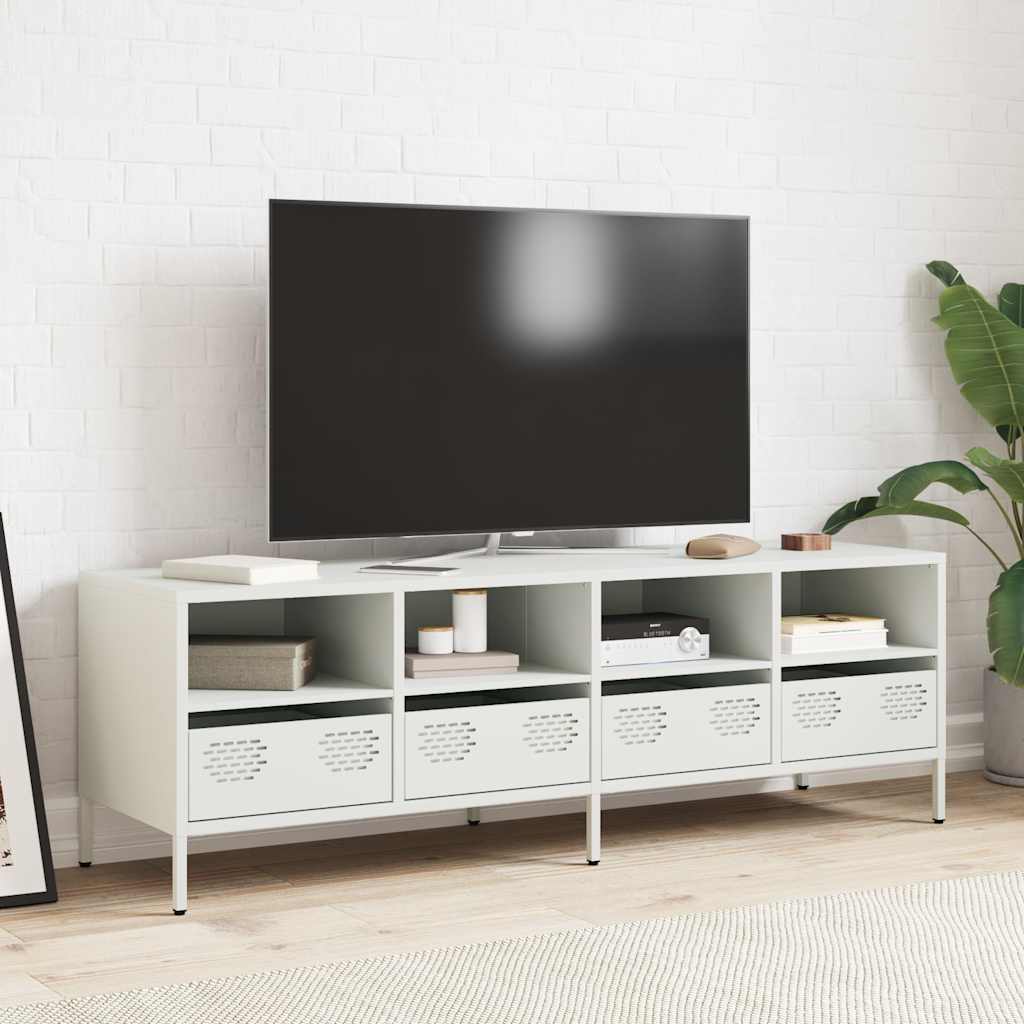 Tv-meubel 135x39x43,5 cm koudgewalst staal wit is nu te koop bij PeponiXL, paradijselijk wonen!