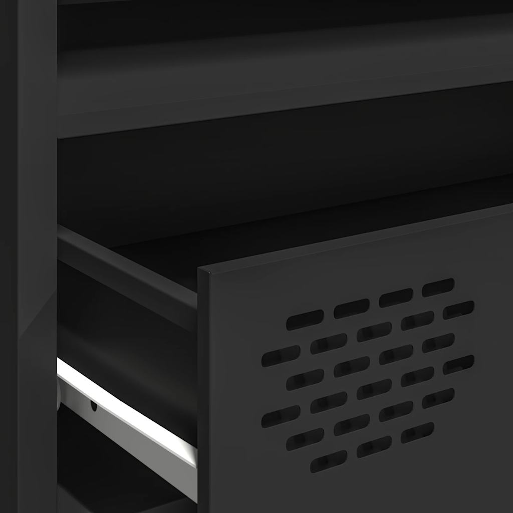 Tv-meubel 202x39x43,5 cm koudgewalst staal zwart is nu te koop bij PeponiXL, paradijselijk wonen!