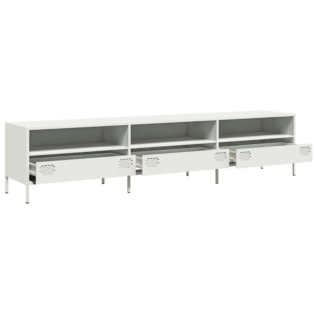 Tv-meubel 202x39x43,5 cm koudgewalst staal wit is nu te koop bij PeponiXL, paradijselijk wonen!