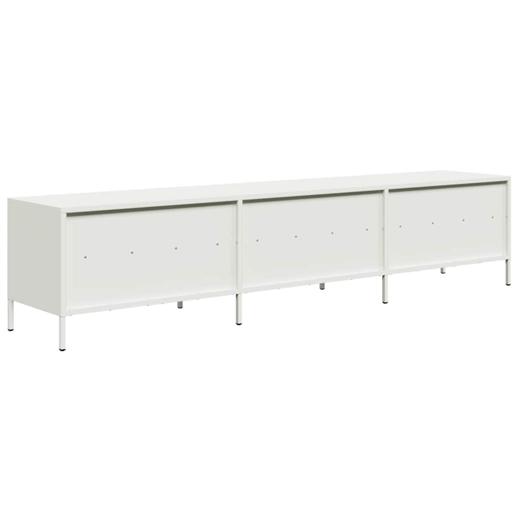 Tv-meubel 202x39x43,5 cm koudgewalst staal wit is nu te koop bij PeponiXL, paradijselijk wonen!