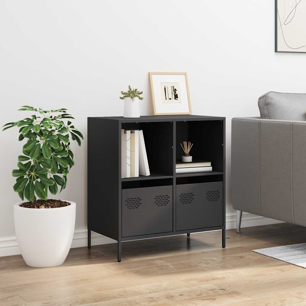 Dressoir 68x39x73,5 cm koudgewalst staal zwart is nu te koop bij PeponiXL, paradijselijk wonen!