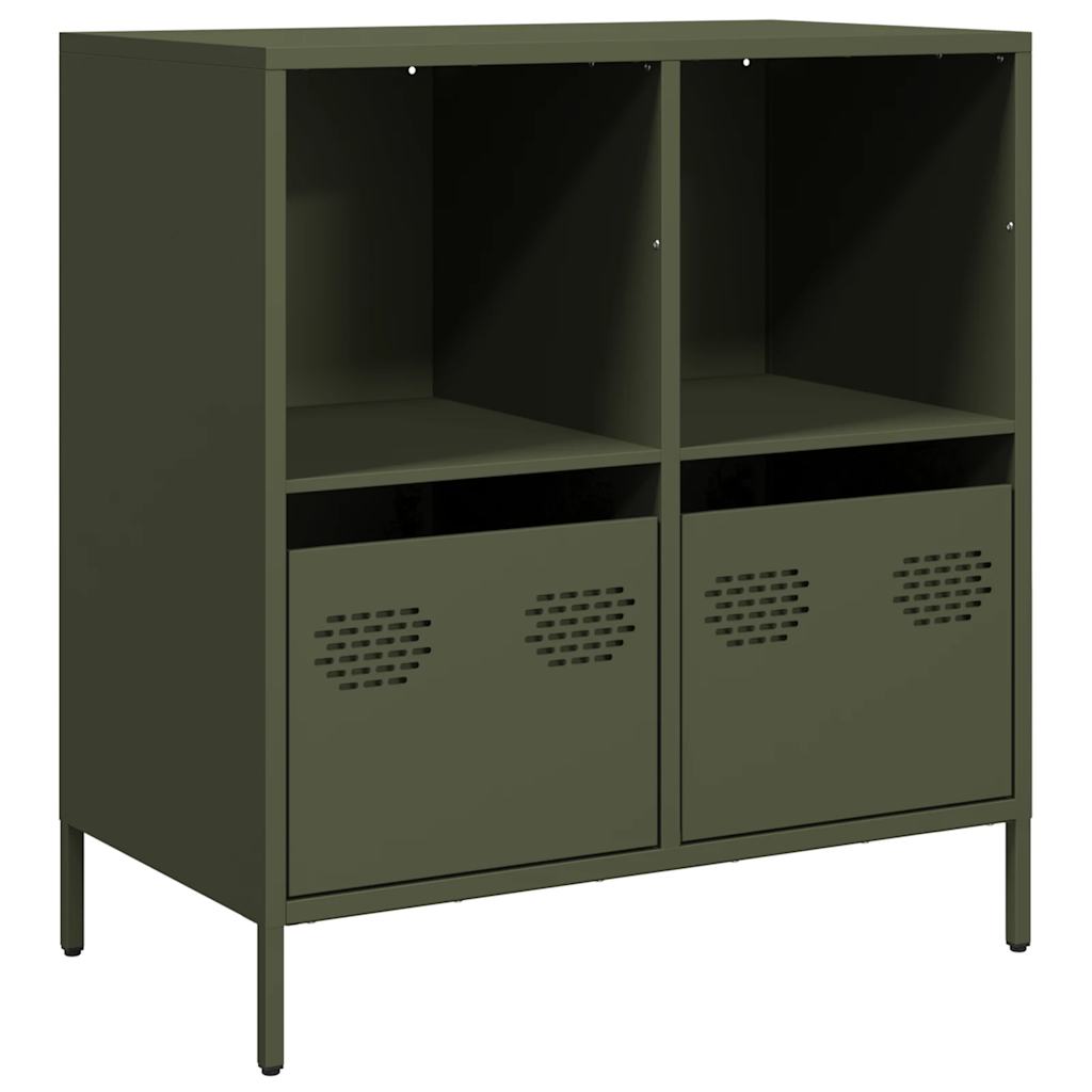 Dressoir 68x39x73,5 cm koudgewalst staal olijfgroen is nu te koop bij PeponiXL, paradijselijk wonen!