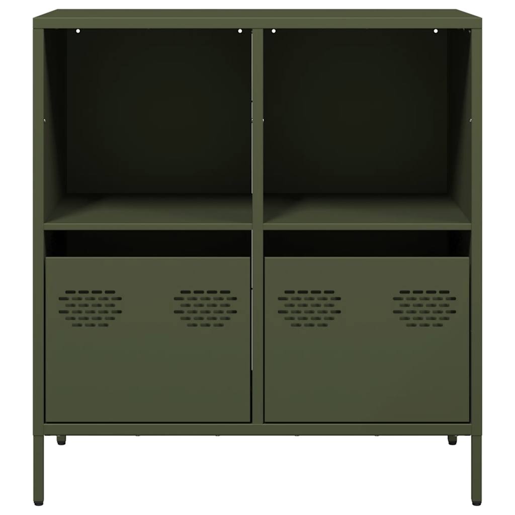 Dressoir 68x39x73,5 cm koudgewalst staal olijfgroen is nu te koop bij PeponiXL, paradijselijk wonen!