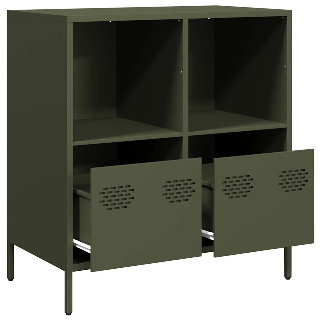 Dressoir 68x39x73,5 cm koudgewalst staal olijfgroen is nu te koop bij PeponiXL, paradijselijk wonen!