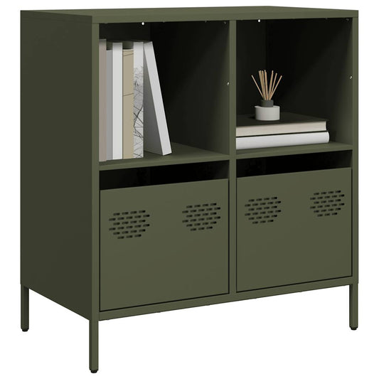 Dressoir 68x39x73,5 cm koudgewalst staal olijfgroen is nu te koop bij PeponiXL, paradijselijk wonen!