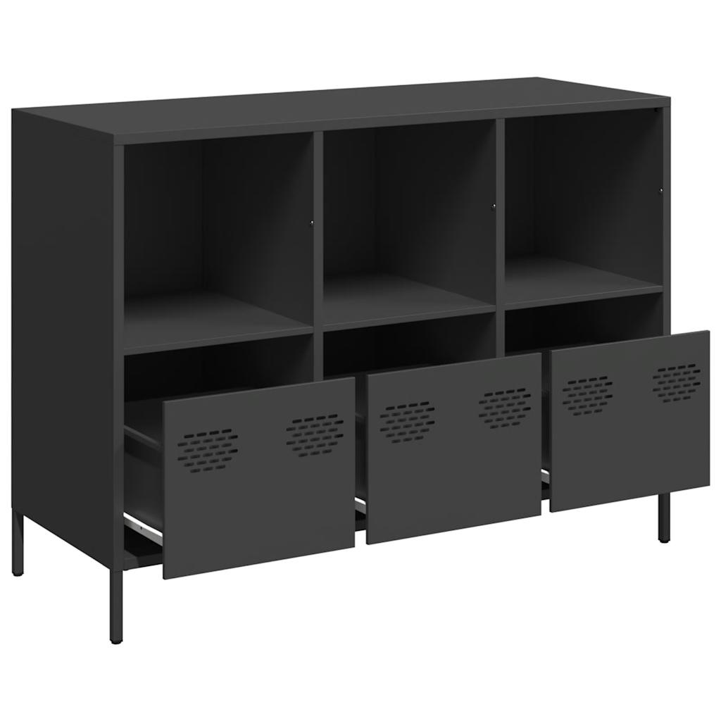 Dressoir 101,5x39x73,5 cm koudgewalst staal zwart is nu te koop bij PeponiXL, paradijselijk wonen!