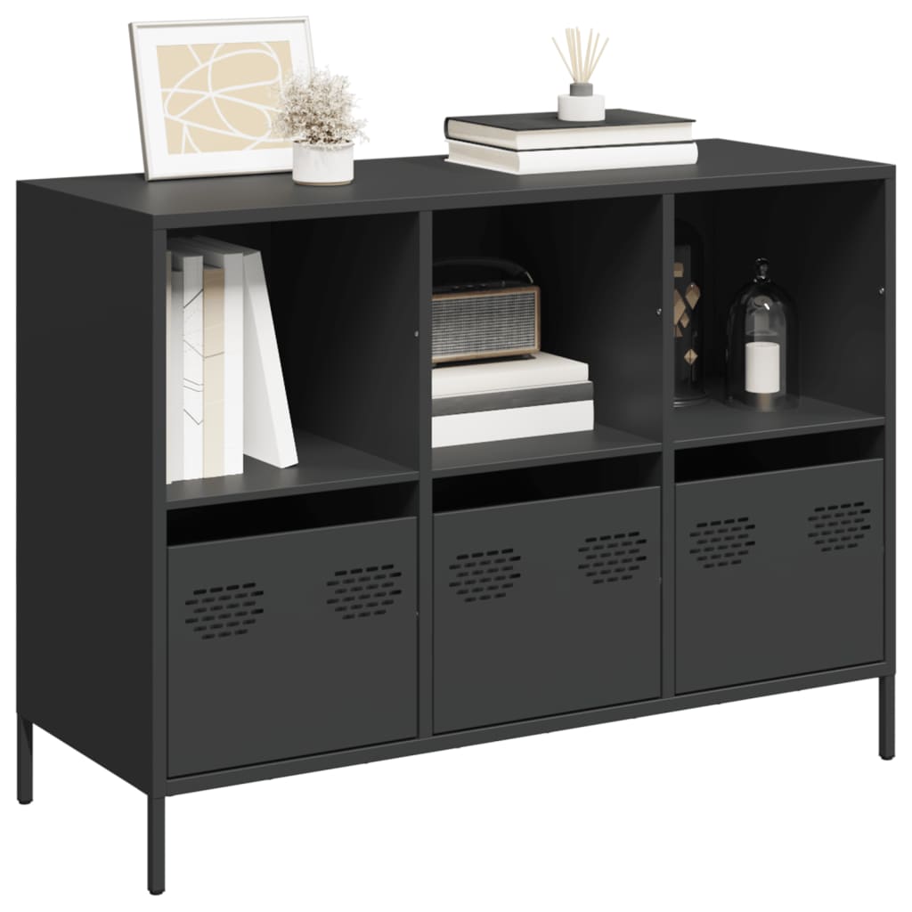 Dressoir 101,5x39x73,5 cm koudgewalst staal zwart is nu te koop bij PeponiXL, paradijselijk wonen!