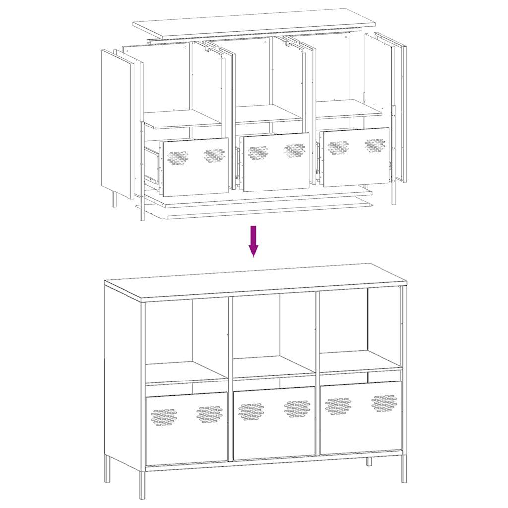 Dressoir 101,5x39x73,5 cm koudgewalst staal roze is nu te koop bij PeponiXL, paradijselijk wonen!
