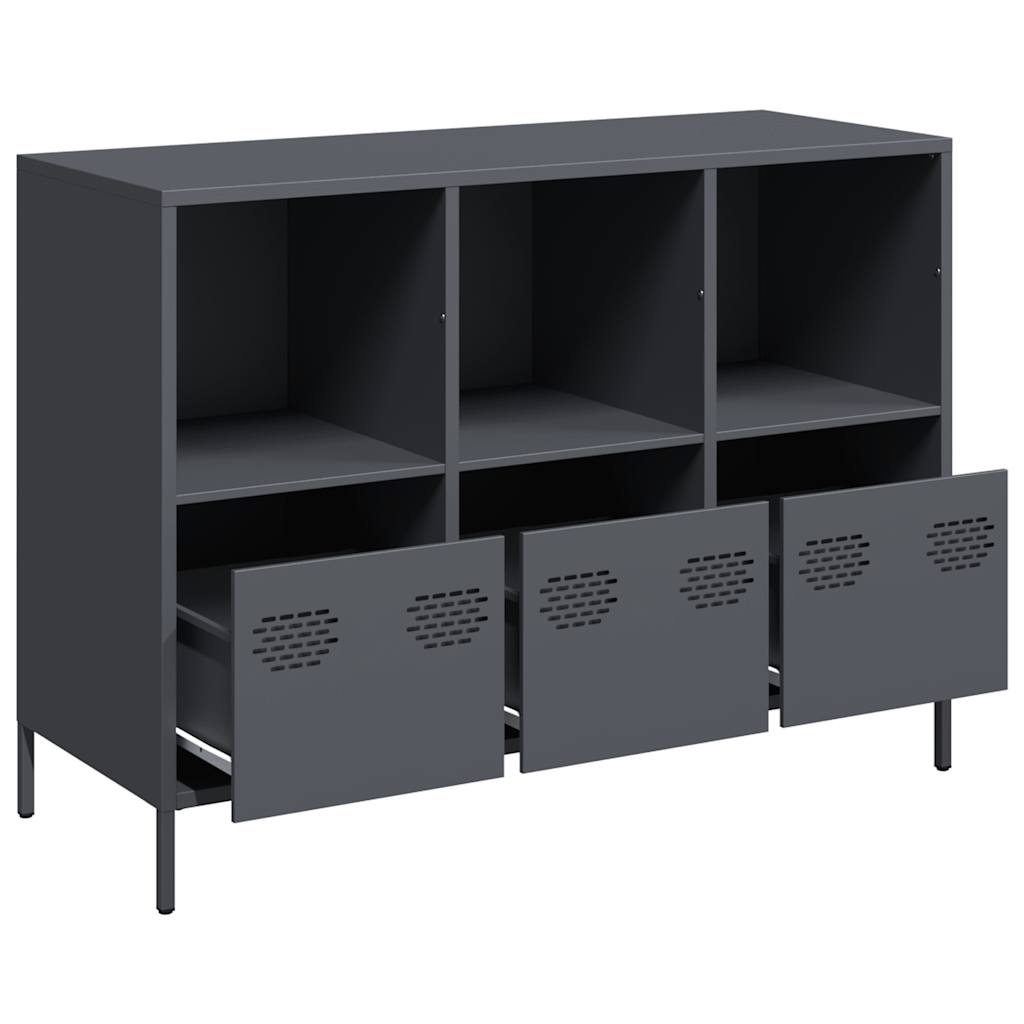 Dressoir 101,5x39x73,5 cm koudgewalst staal antracietkleurig is nu te koop bij PeponiXL, paradijselijk wonen!