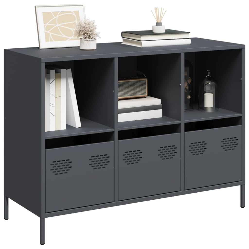 Dressoir 101,5x39x73,5 cm koudgewalst staal antracietkleurig is nu te koop bij PeponiXL, paradijselijk wonen!