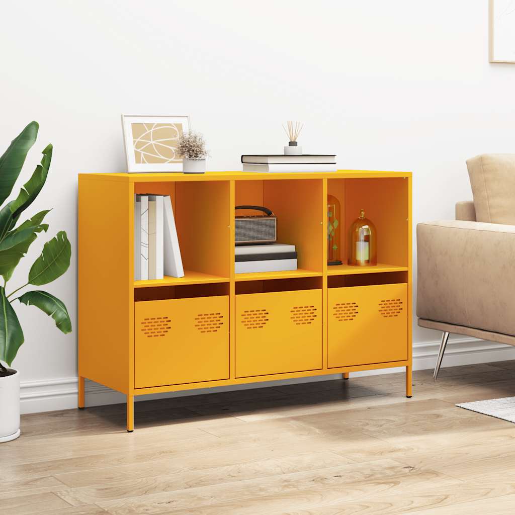 Dressoir 101,5x39x73,5 cm koudgewalst staal mosterdgeel is nu te koop bij PeponiXL, paradijselijk wonen!