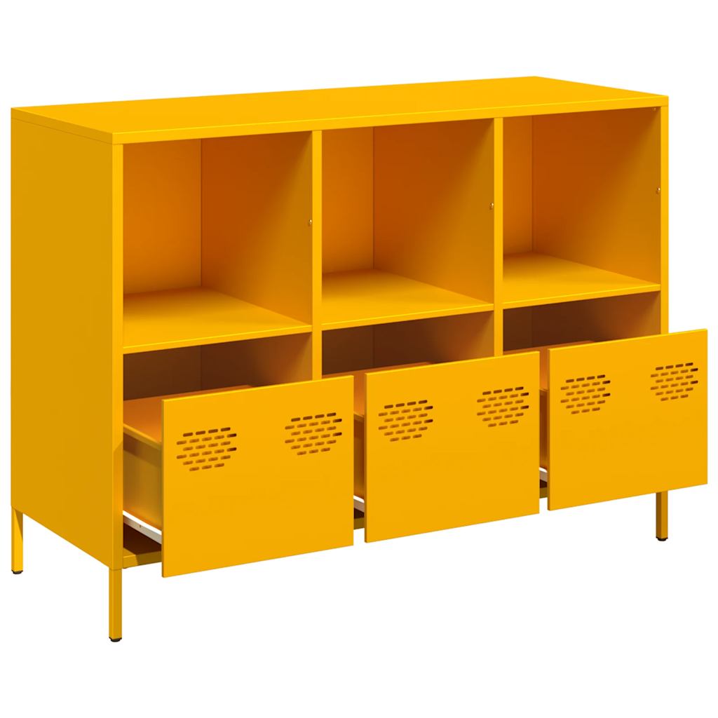 Dressoir 101,5x39x73,5 cm koudgewalst staal mosterdgeel is nu te koop bij PeponiXL, paradijselijk wonen!