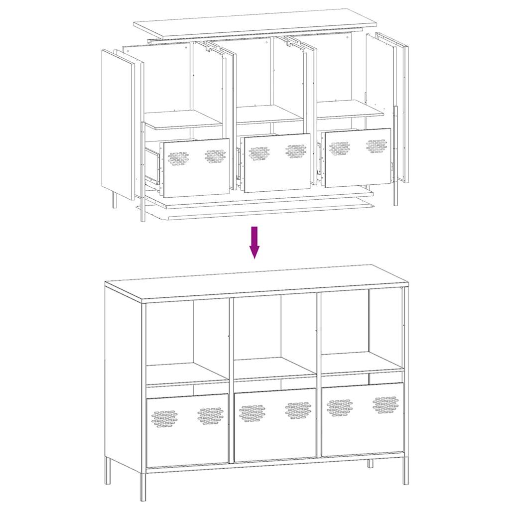 Dressoir 101,5x39x73,5 cm koudgewalst staal mosterdgeel is nu te koop bij PeponiXL, paradijselijk wonen!