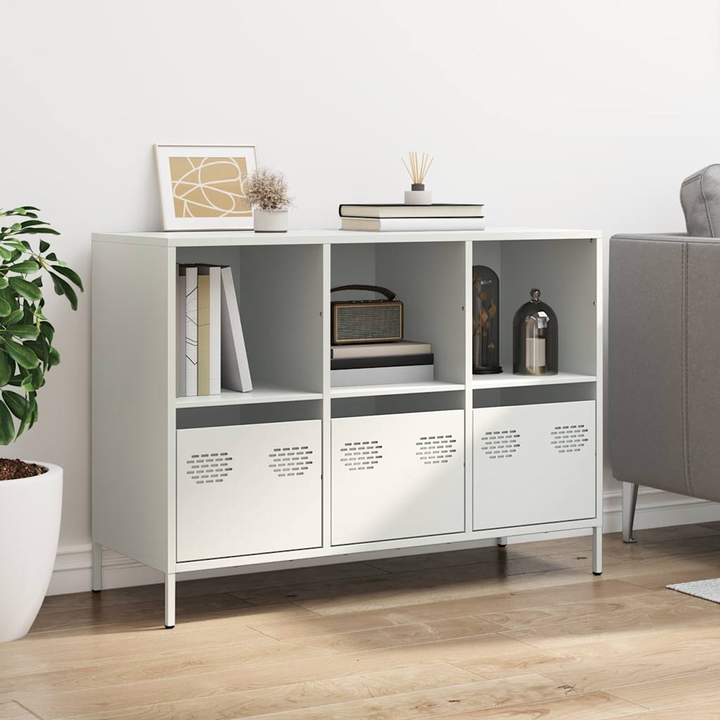 Dressoir 101,5x39x73,5 cm koudgewalst staal wit is nu te koop bij PeponiXL, paradijselijk wonen!