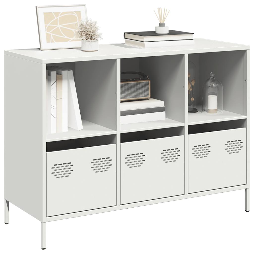 Dressoir 101,5x39x73,5 cm koudgewalst staal wit is nu te koop bij PeponiXL, paradijselijk wonen!