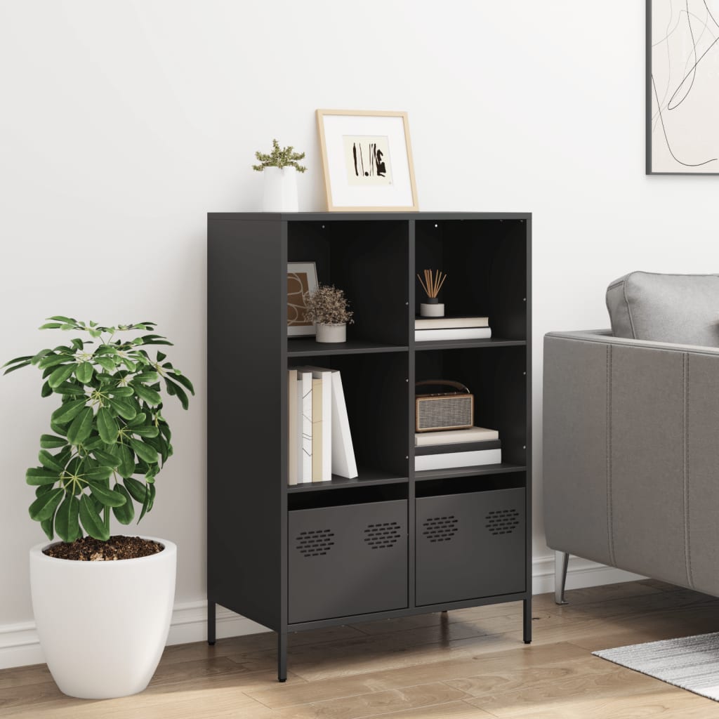 Hoge kast 68x39x103,5 cm staal zwart is nu te koop bij PeponiXL, paradijselijk wonen!