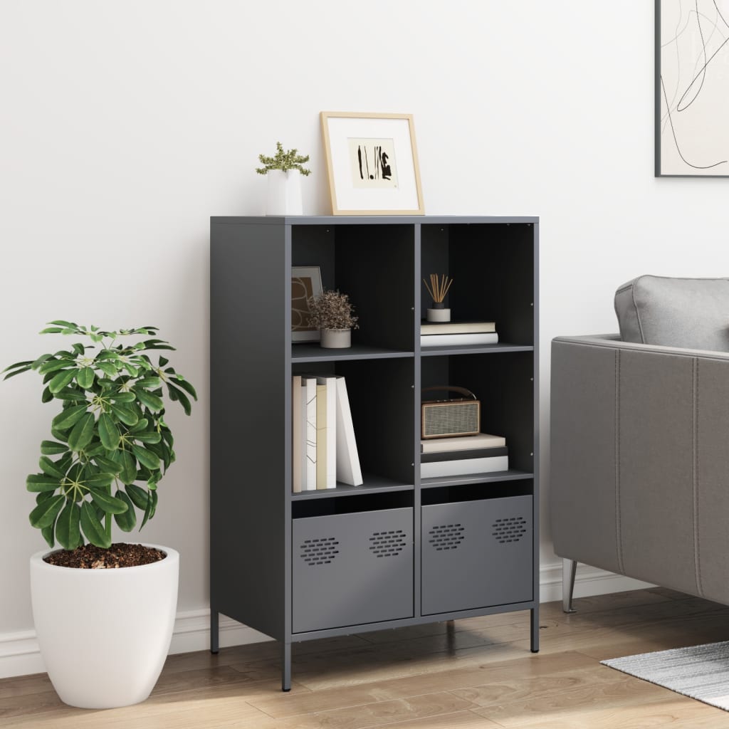 Hoge kast 68x39x103,5 cm staal antracietkleurig is nu te koop bij PeponiXL, paradijselijk wonen!