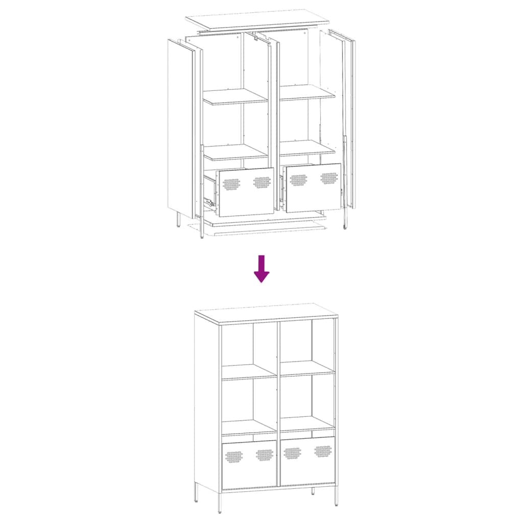 Hoge kast 68x39x103,5 cm staal antracietkleurig is nu te koop bij PeponiXL, paradijselijk wonen!