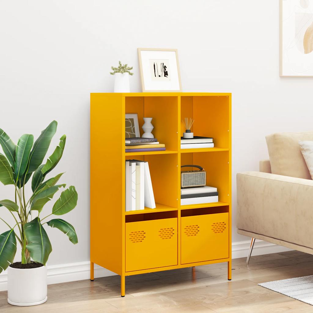 Hoge kast 68x39x103,5 cm staal mosterdgeel is nu te koop bij PeponiXL, paradijselijk wonen!