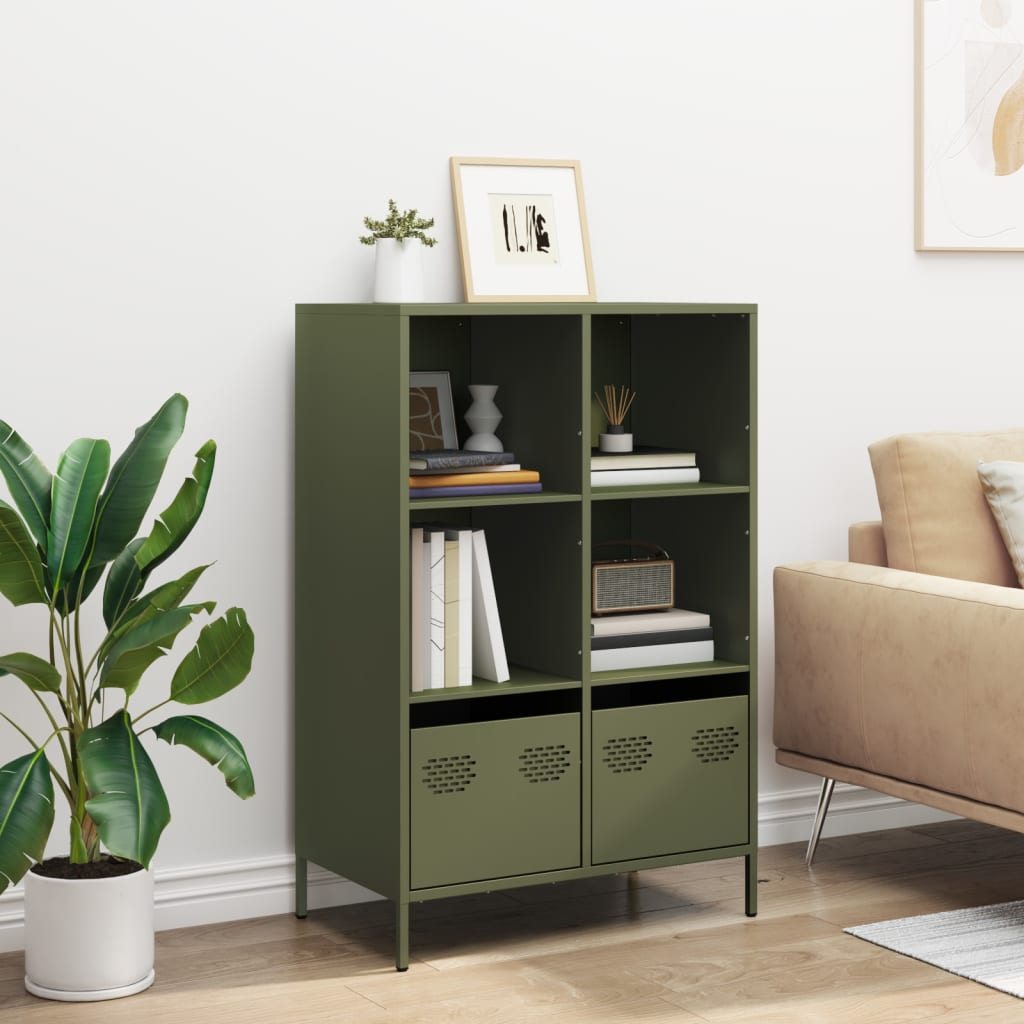 Hoge kast 68x39x103,5 cm staal olijfgroen is nu te koop bij PeponiXL, paradijselijk wonen!