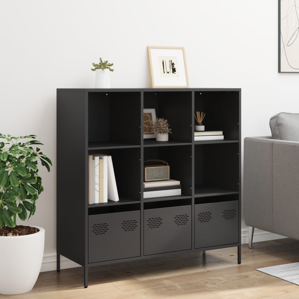 Hoge kast 101,5x39x103,5 cm staal zwart is nu te koop bij PeponiXL, paradijselijk wonen!