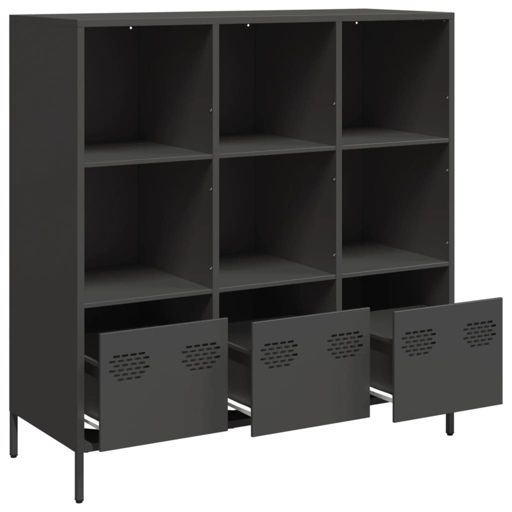 Hoge kast 101,5x39x103,5 cm staal zwart is nu te koop bij PeponiXL, paradijselijk wonen!