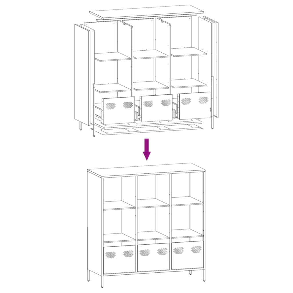Hoge kast 101,5x39x103,5 cm staal zwart is nu te koop bij PeponiXL, paradijselijk wonen!