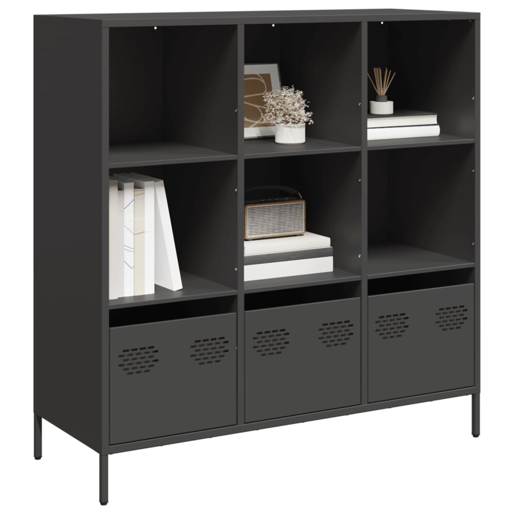 Hoge kast 101,5x39x103,5 cm staal zwart is nu te koop bij PeponiXL, paradijselijk wonen!