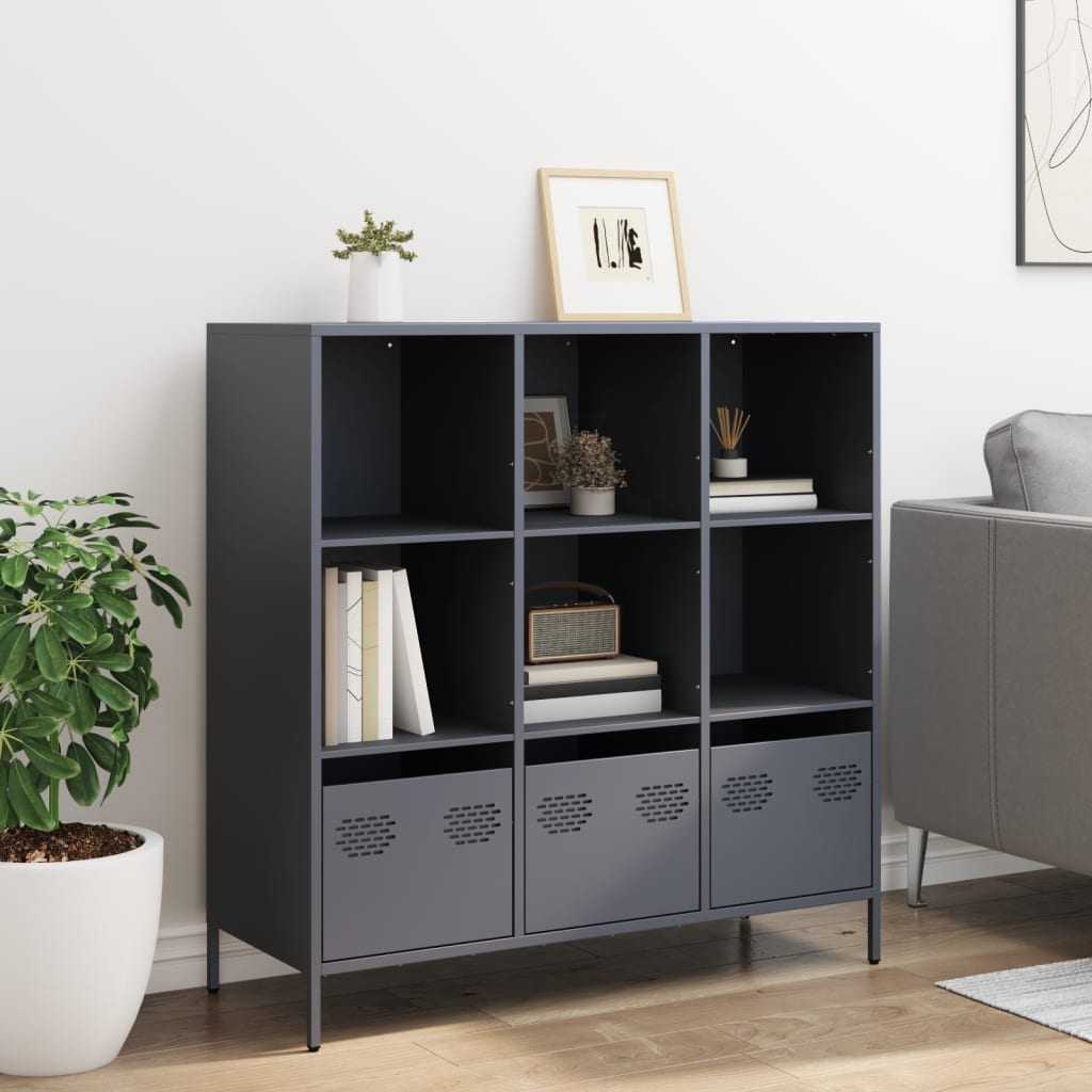 Hoge kast 101,5x39x103,5 cm staal antracietkleurig is nu te koop bij PeponiXL, paradijselijk wonen!