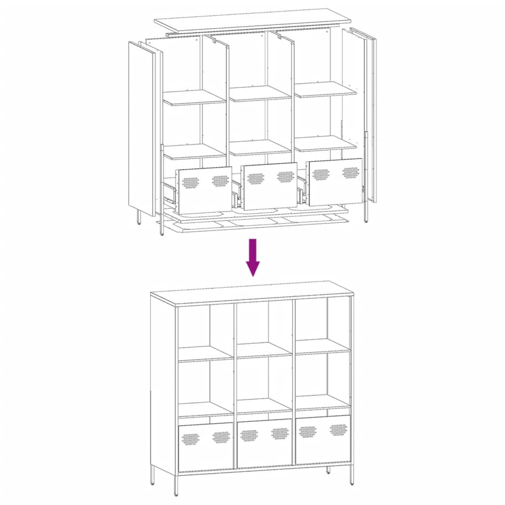 Hoge kast 101,5x39x103,5 cm staal antracietkleurig is nu te koop bij PeponiXL, paradijselijk wonen!