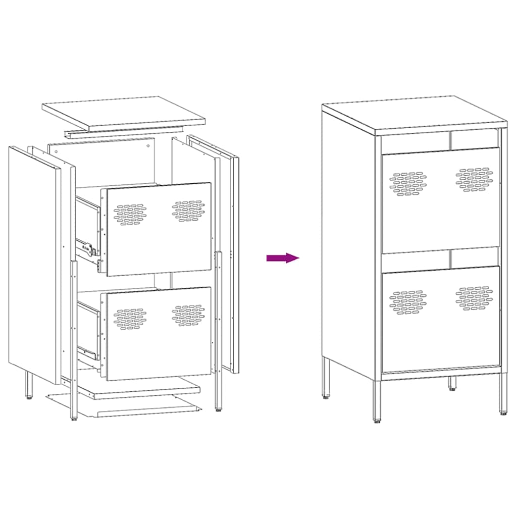 Dressoir 35x39x73,5 cm koudgewalst staal antracietkleurig is nu te koop bij PeponiXL, paradijselijk wonen!